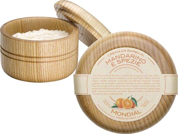 Mondial Luxury Shaving Cream Wooden Bowl 140 ml Mandarino e Spezie Ra