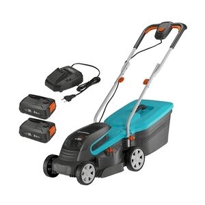 Gardena PowerMax Rasenmäher mit Radantrieb Akku Schwarz, Blau, Orange