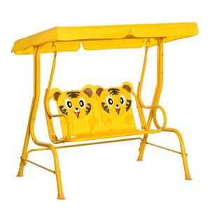 Rootz Living Rootz børnehængekøje - 2-personers babygynge med justerbart soltag - havegynge - metal - gul - 110 x 74 x 113 cm