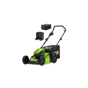 Greenworks 60V batteridrevet plæneklipper 46 cm Greenworks, oplader + 4Ah batteri (GD60LM46HPK4)