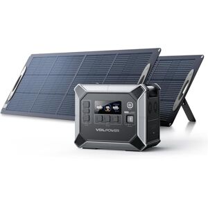 VDL Générateur Électrique Portable 2400W/2048Wh avec 2xPanneaux Solaires Pliables 200W, Générateur Solaire, LiFePO4 Batterie Générateur, 3x230V Pure Sine Wave CA Outlet pour UPS, Extérieur, Camping - Publicité