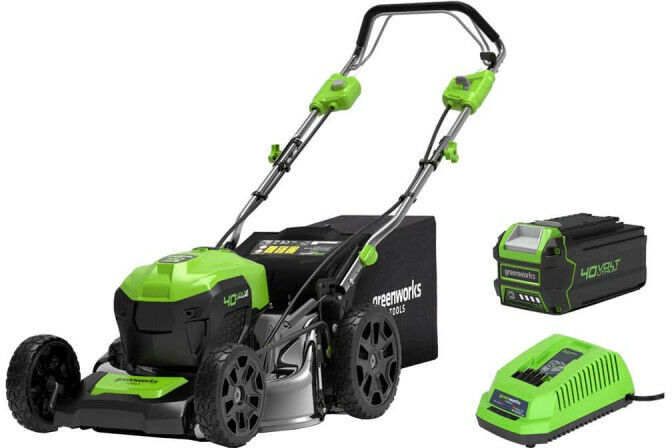 GREENWORKS Tondeuse tractée GREENWORKS 40V - Coupe de 46cm - 1 batterie 4,0Ah - 1 chargeur