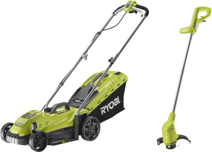 ryobi tagliaerba elettrico a spinta  + tagliabordi 1300 w l 33 cm