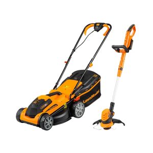 LawnMaster MX 24V 34cm   Cordless Lawnmower Trimmer Set with Spare Battery