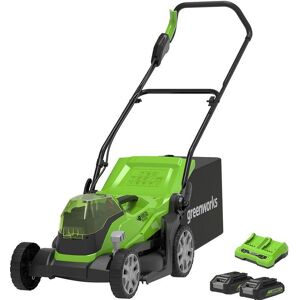 GREENWORKS GWG24X2LM36K2X Cordless Rotary Lawn Mower with 2 batteries - Black & Green