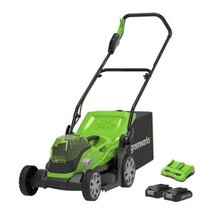 GREENWORKS GWG24X2LM36K2X Cordless Rotary Lawn Mower with 2 batteries - Black & Green