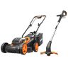 WORX WG927E Dual 20V Battery 34cm Cordless Lawn Mower & 18V (20V MAX) Cordless G