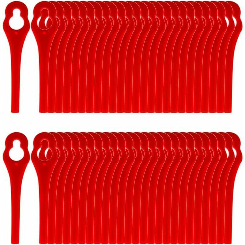 ALWAYSH 100pcs Replacement Plastic Blades for Edger Lawn Mower Blade Blades for Cordless Brush Cutter Replacement Cutting Blades for Garden Lawn (L83 Red