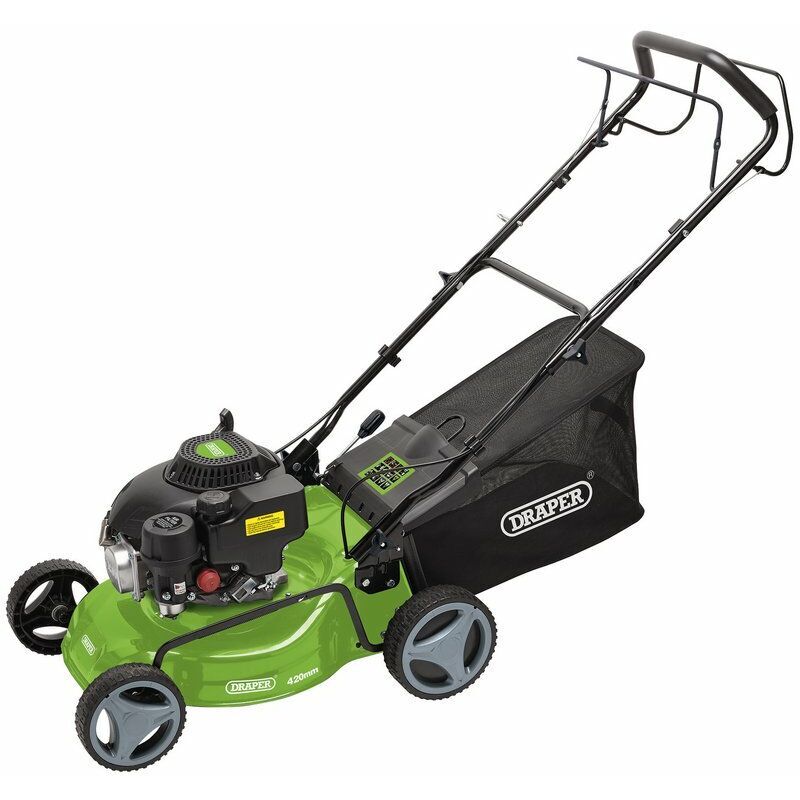 Draper Steel Deck Petrol Lawn Mower, 420mm, 132cc/3.3HP 08671