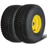 VEVOR Lawn Mower Tires with Rim, 15x6-6" Tubeless Tractor Tires, 2-Pack Tire and Wheel Assembly, S-Turf Pneumatic Tires, 3" Offset Hub, 3/4" Bushing Size, 16 PCS Adapters for Riding Mower Lawn Tractor