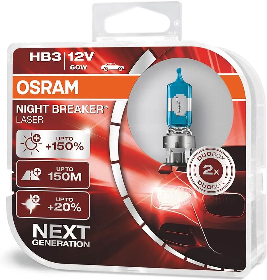 Osram Hb3 Night Breaker Lazer 150% Mer Lys   Halogenpære Oppgradering