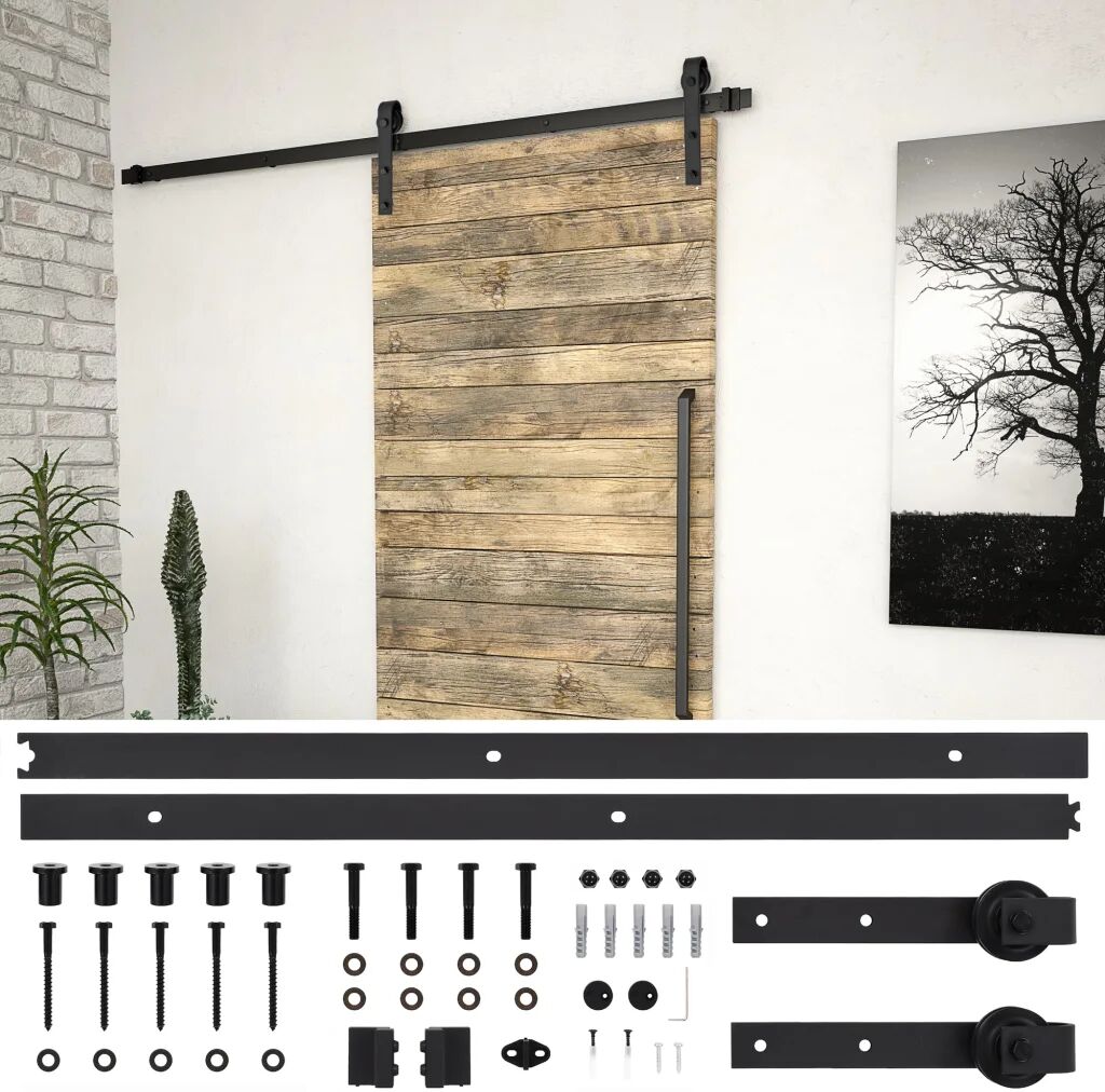 vidaXL Utstyr for skyvedør 183 cm stål svart