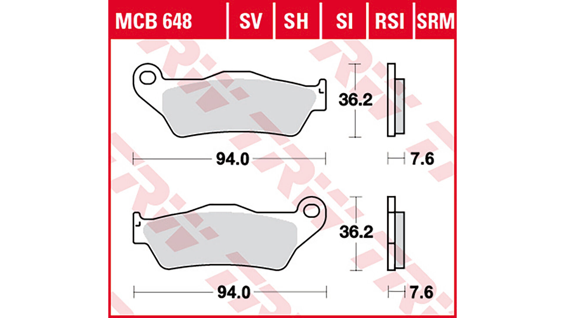 TRW Lucas TRW Lucas bremsekloss MCB648SI Sinter Offroad