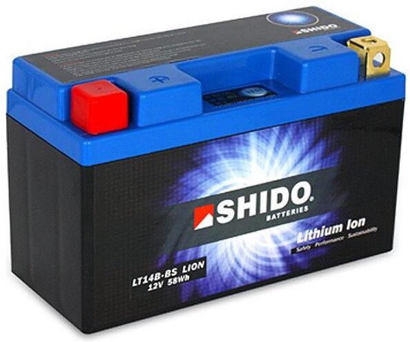 Shido Lt14b-Bs Lithium - 12v Atv/mc/snøscooter Batteri 12v, 4.8ah, 60wh, 150x65x144