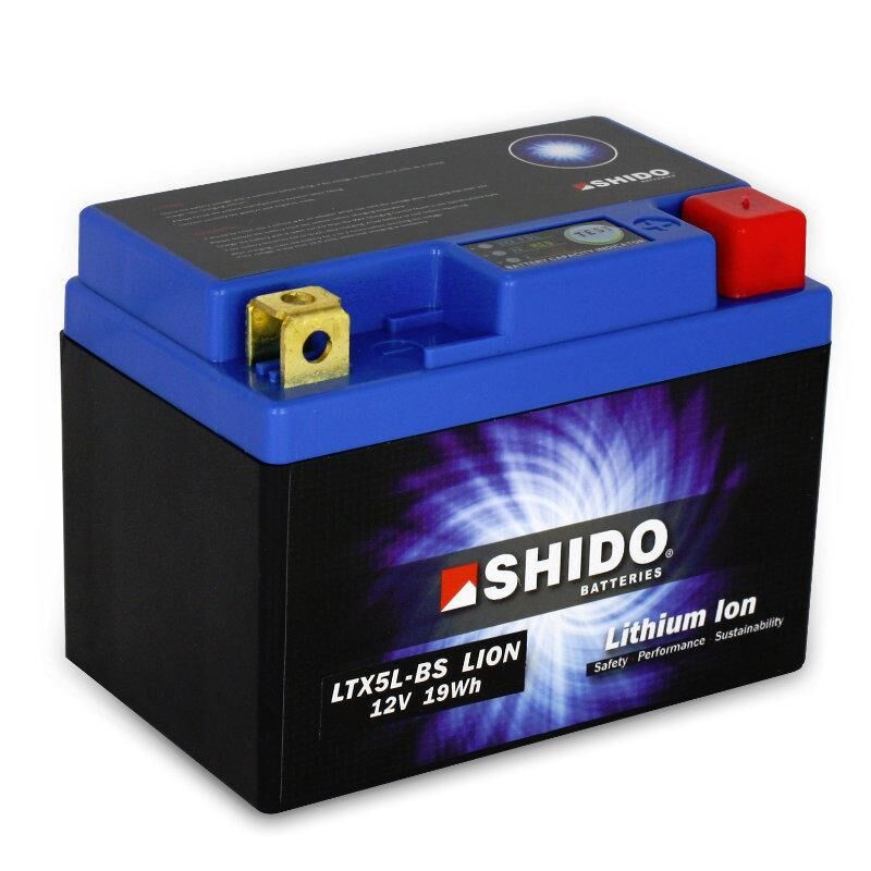 Shido Ltx5l-Bs Lithium - 12v Atv/mc/snøscooter Batteri 12v, 1.6ah, 19wh, 113x70x105