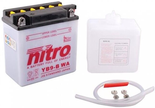 Nitro Yb9-B - 12v Atv/mc/snøscooter Batteri 12v, 9ah, 135x75x139, Syrepakke