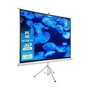 celexon basic line Stativleinwand 200 x 200cm,Leinwand Format 1:1, Heimkino Leinwand, Beamerleinwand,3D Leinwand,Full HD Leinwand, mobile Leinwand