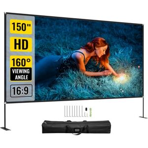 écran de Projection avec Support 150 381 cm Toile de Projection sur Pied HD 16:9 écran de vidéoprojecteur en Alu Vision Large 160° Portable