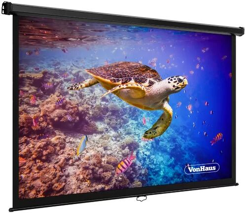 VonHaus White Manual Projection Screen VonHaus Viewing Area: 112cm H X 200cm W  - Size: 84cm H X 68cm W