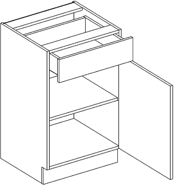 30cm Unterschrank 1 Tür + 1 Schublade