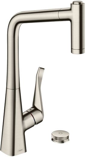 Hansgrohe Metris Select M7120-H320 Küchenarmatur 73806800, Edelstahl-Optik, Ausziehauslauf, sBox