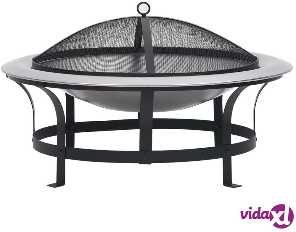 vidaXL Outdoor Fire Pit with Grill Stainless Steel 76 cm