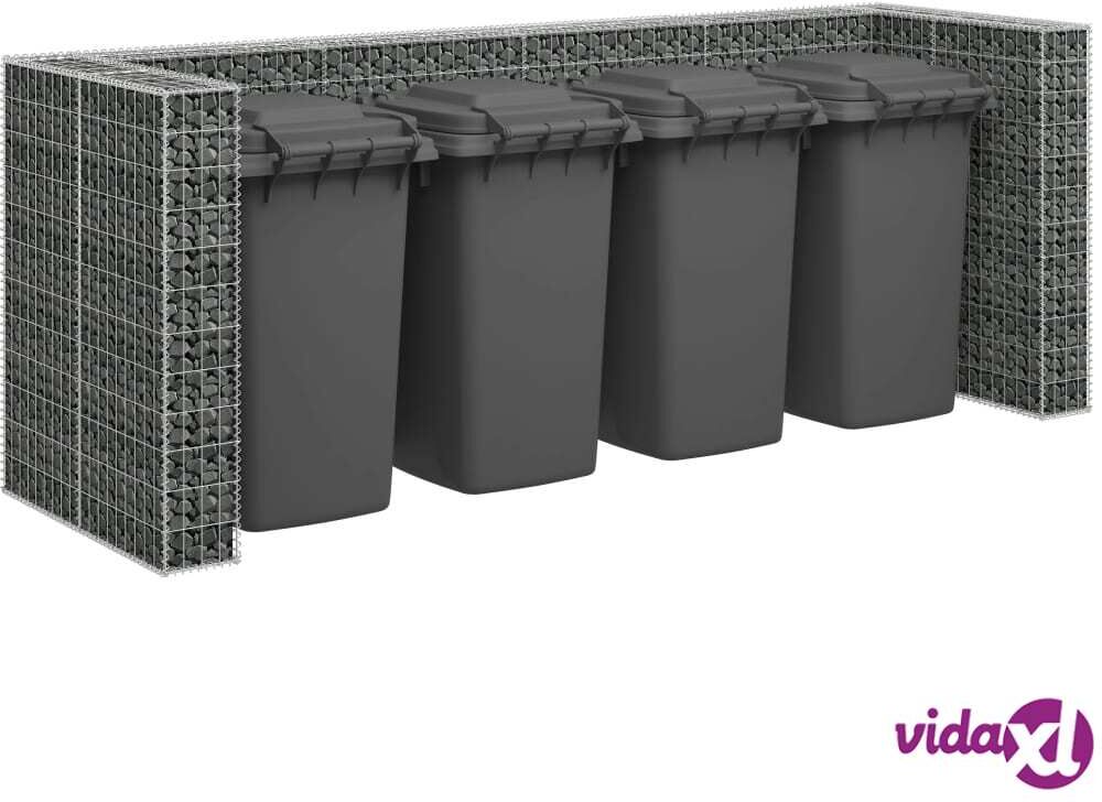 vidaXL Gabion Wall for Garbage Bins Galvanised Steel 320x100x120 cm