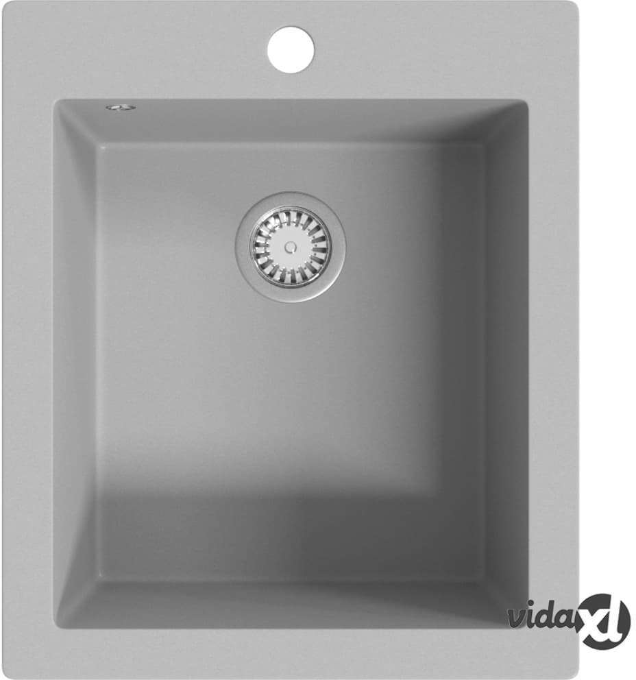 vidaXL Overmount Kitchen Sink Single Basin Granite Grey