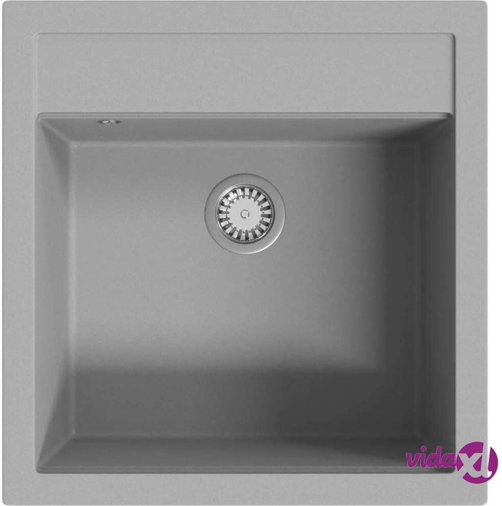 vidaXL Granite Kitchen Sink Single Basin Grey