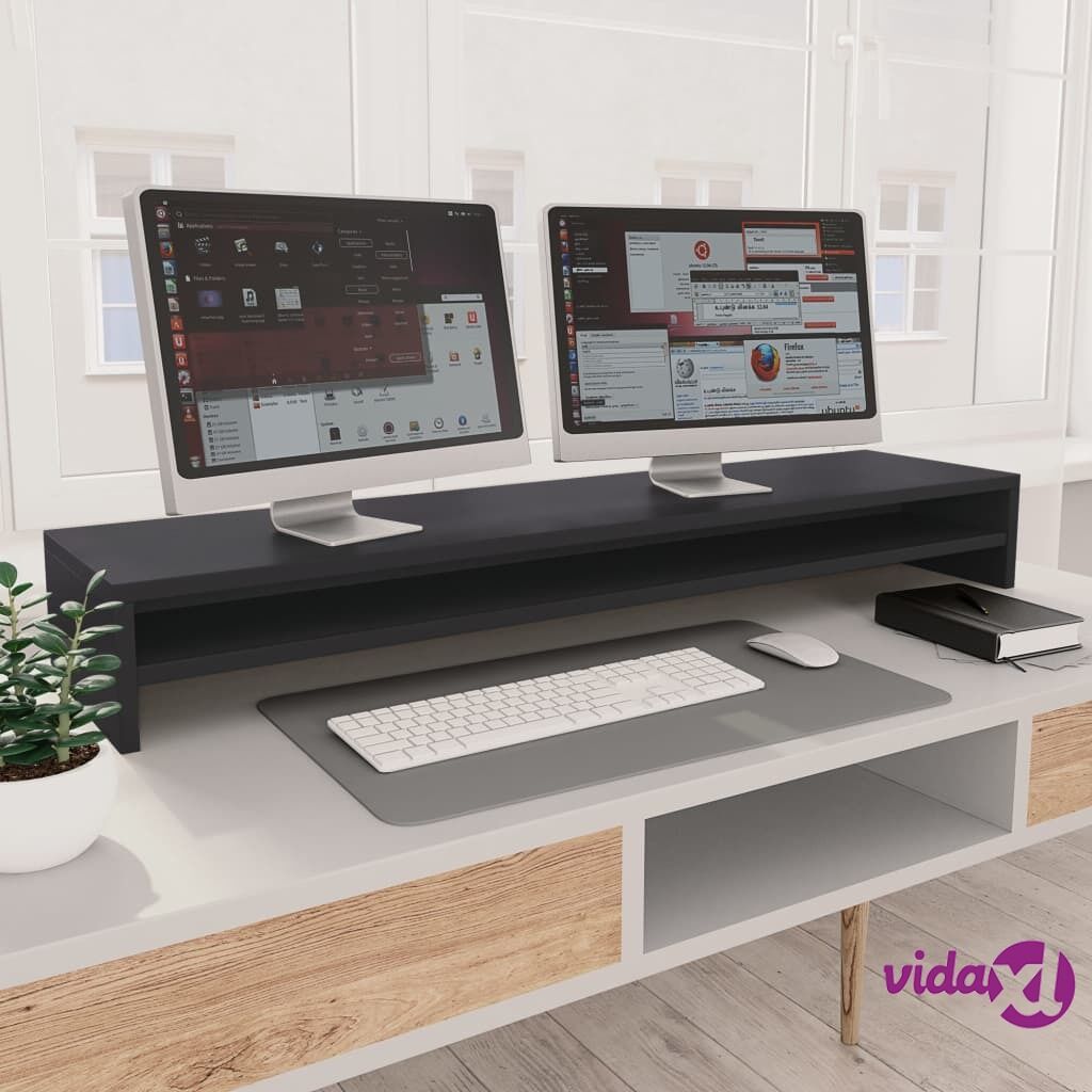 vidaXL Monitor Stand Grey 39.4x9.4x5.1 cm Chipboard