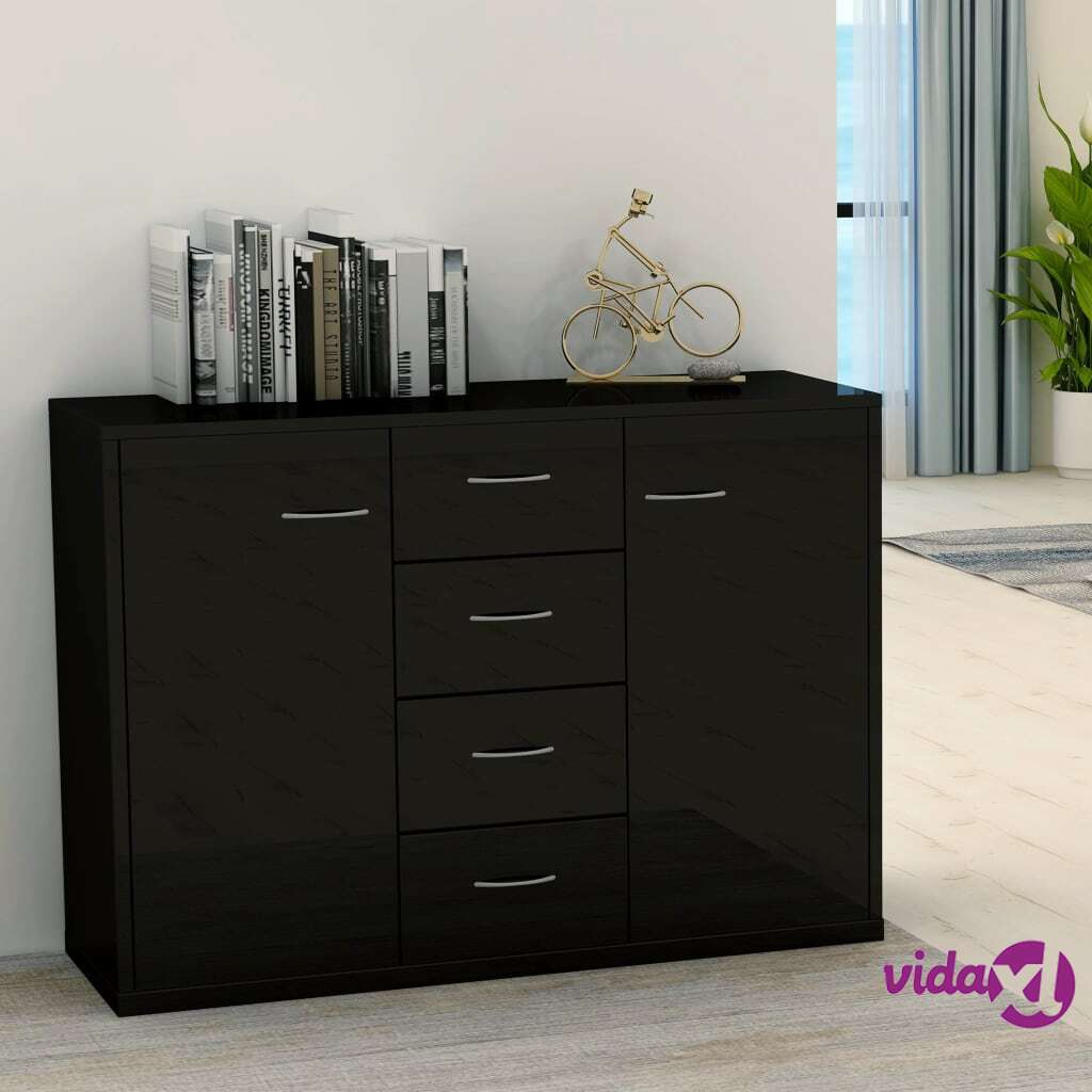 vidaXL 802397 vidaXL Sideboard High Gloss Black 88x30x65 cm Chipboard (AU/US only)