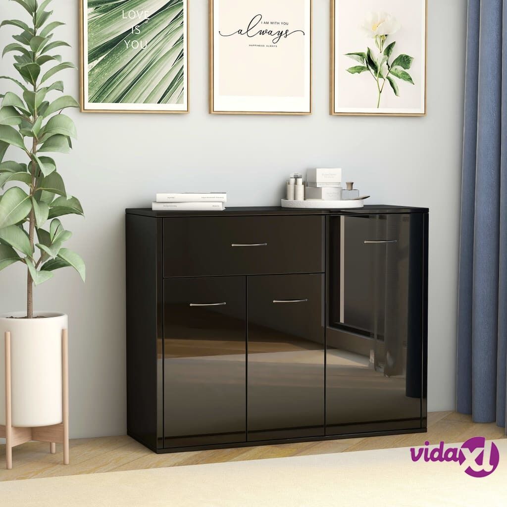 vidaXL 802460 vidaXL Sideboard High Gloss Black 88x30x70 cm Chipboard (AU/US only)