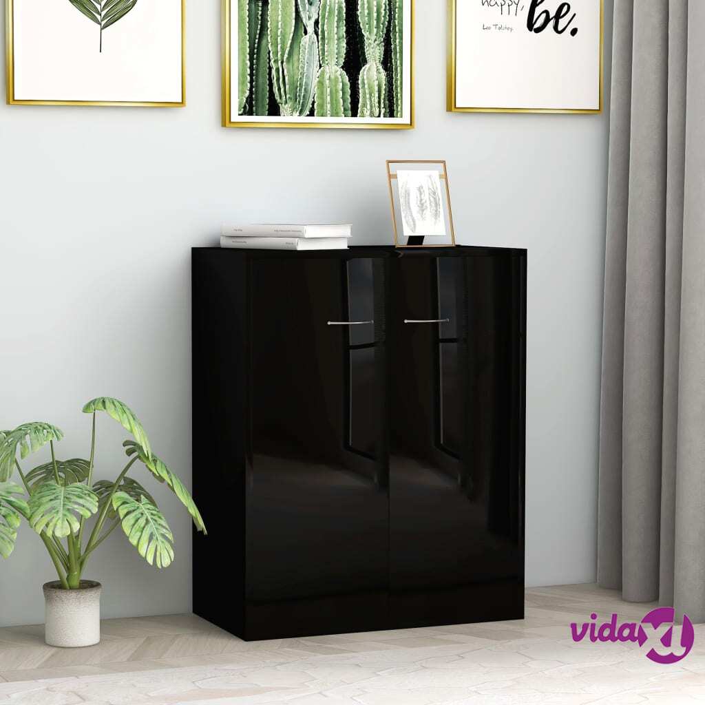 vidaXL 802478 vidaXL Sideboard High Gloss Black 60x30x75 cm Chipboard (AU/US only)