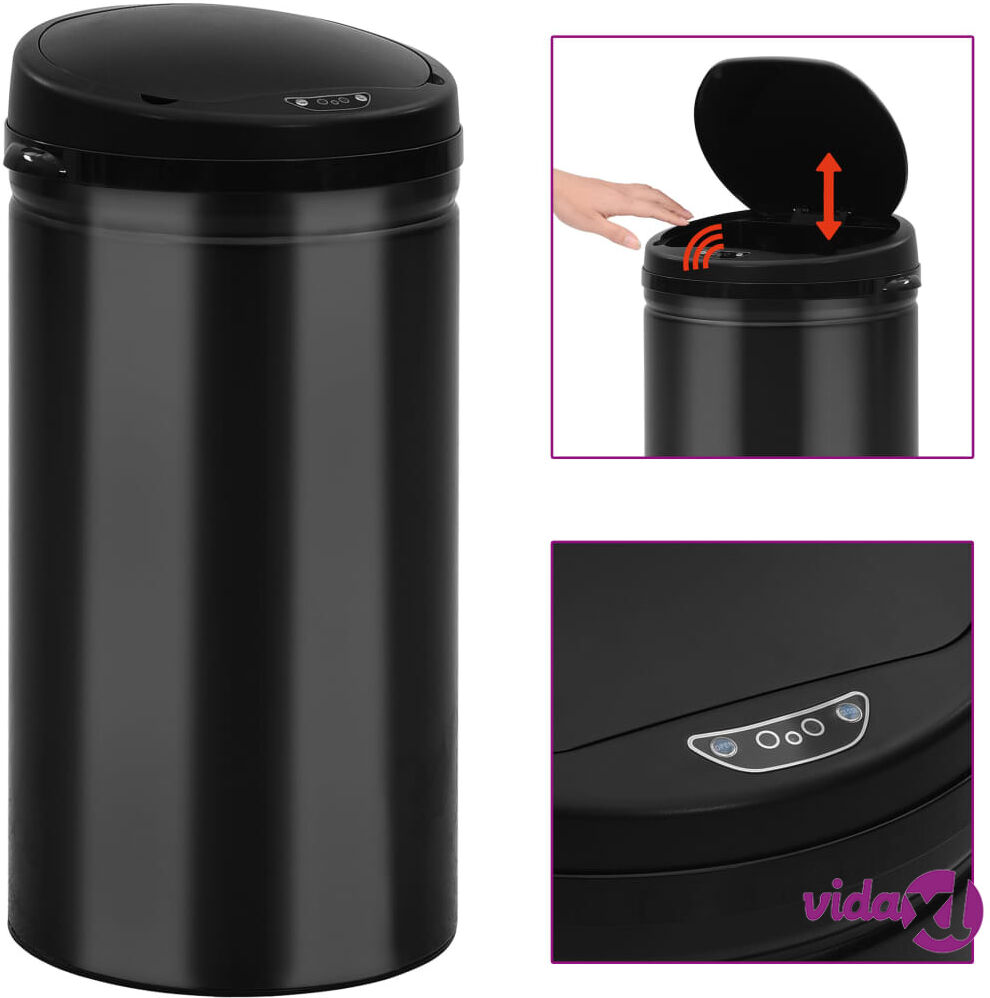 vidaXL Automatic Sensor Dustbin 50 L Carbon Steel Black