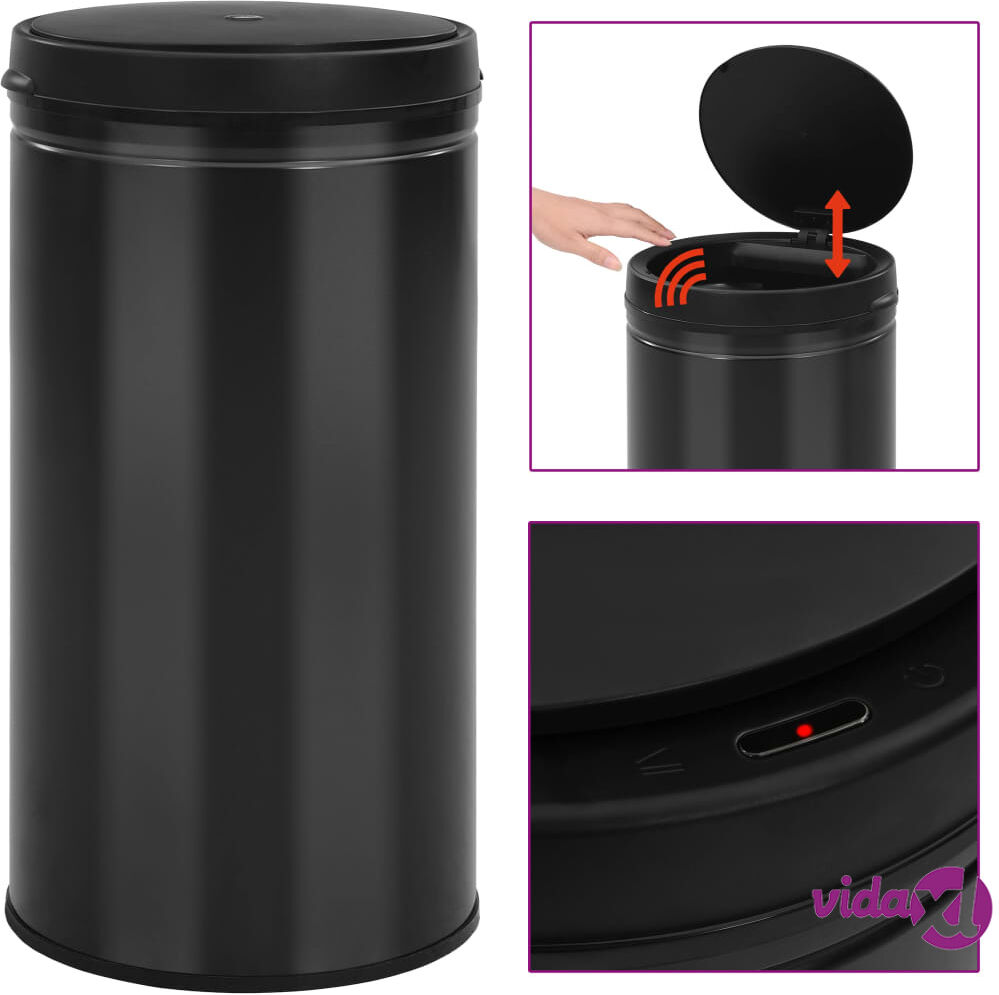 vidaXL Automatic Sensor Dustbin 60 L Carbon Steel Black