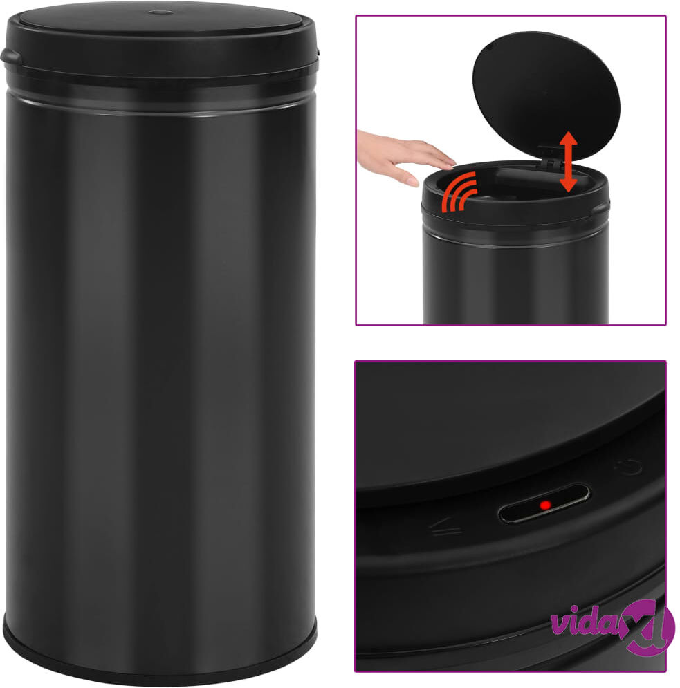 vidaXL Automatic Sensor Dustbin 70 L Carbon Steel Black