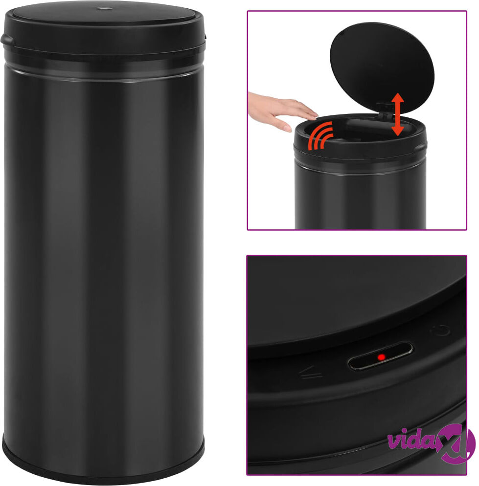 vidaXL Automatic Sensor Dustbin 80 L Carbon Steel Black