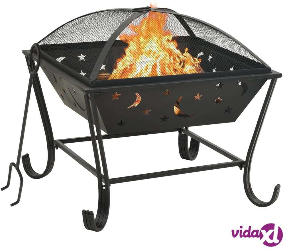 vidaXL Fire Pit with Poker 62 cm XXL Steel