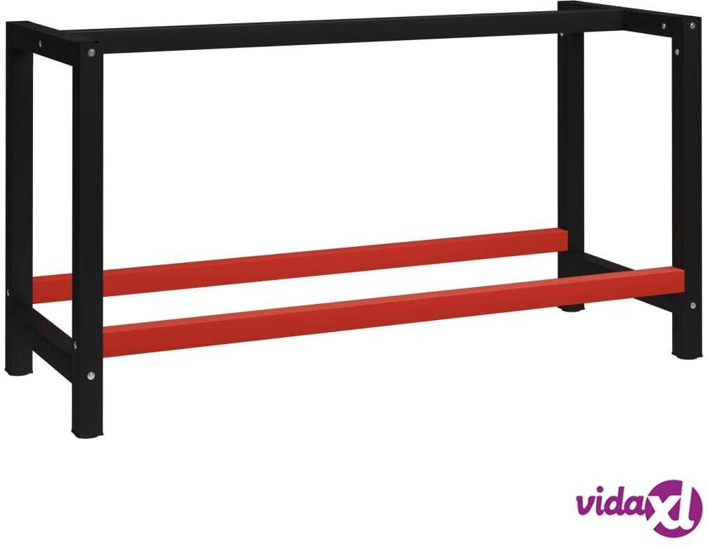 vidaXL Work Bench Frame Metal 150x57x79 cm Black and Red