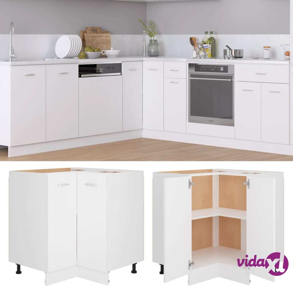 vidaXL Corner Bottom Cabinet White 75.5x75.5x80.5 cm Chipboard