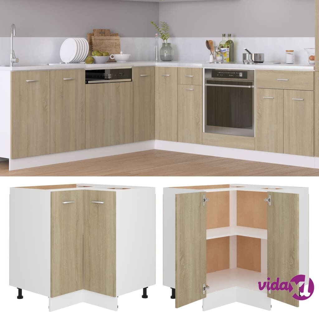 vidaXL Corner Bottom Cabinet Sonoma Oak 75.5x75.5x80.5 cm Chipboard