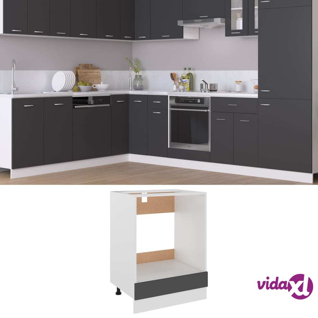vidaXL Oven Cabinet Grey 60x46x81.5 cm Chipboard