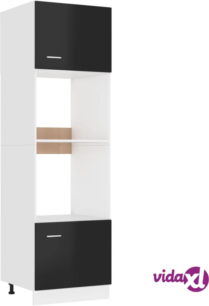 vidaXL Microwave Cabinet High Gloss Black 60x57x207 cm Chipboard