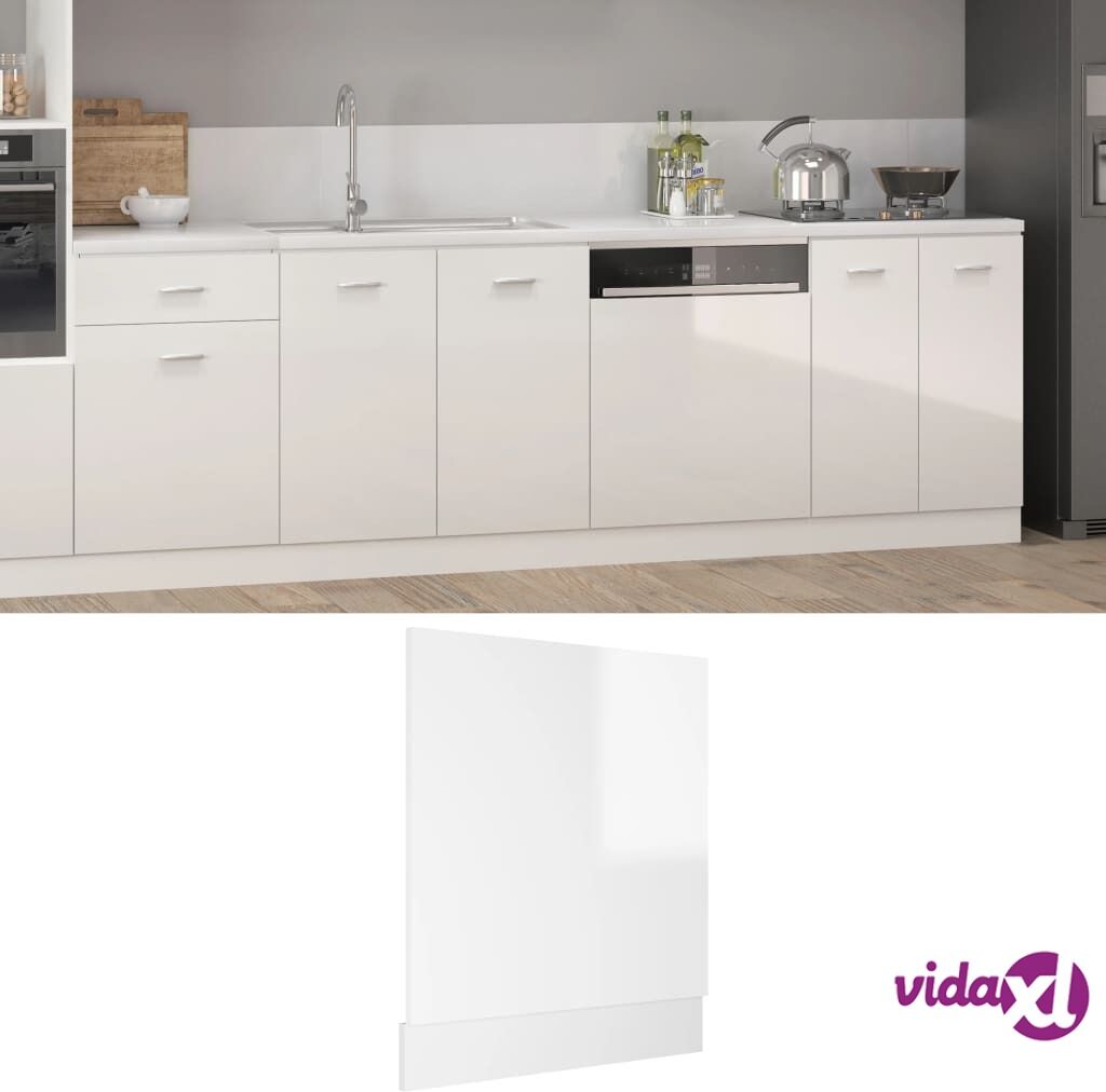 vidaXL Dishwasher Panel High Gloss White 59.5x3x67 cm Chipboard