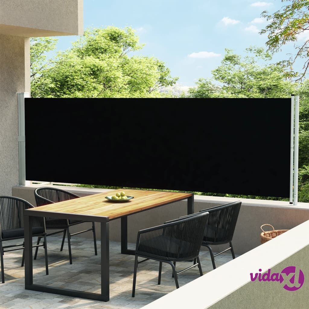 vidaXL Patio Retractable Side Awning 140x600 cm Black