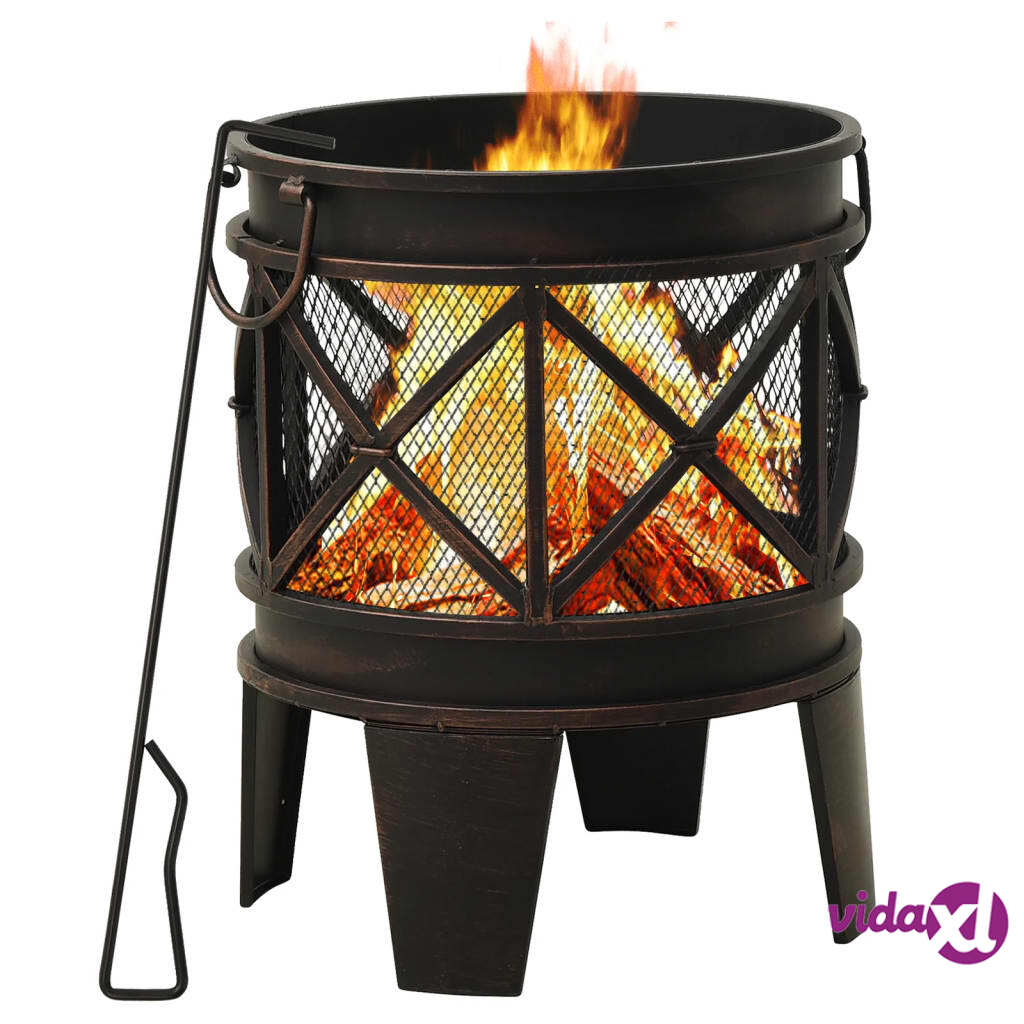 vidaXL Rustic Fire Pit with Poker Φ42x54 cm Steel