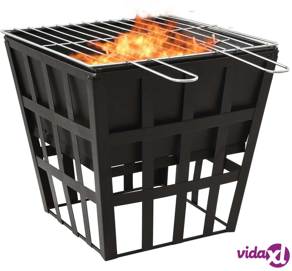 vidaXL 2-in-1 Fire Pit and BBQ 34x34x48 cm Steel