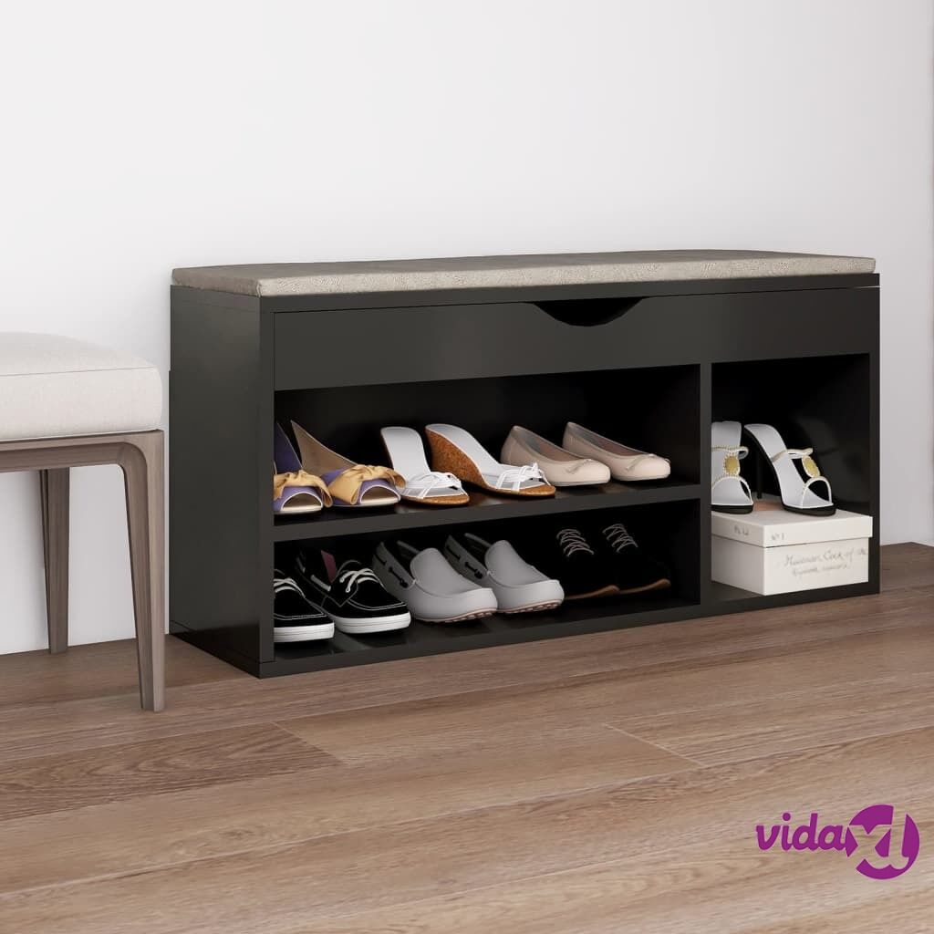 vidaXL Shoe Bench with Cushion Grey 104x30x49 cm Chipboard