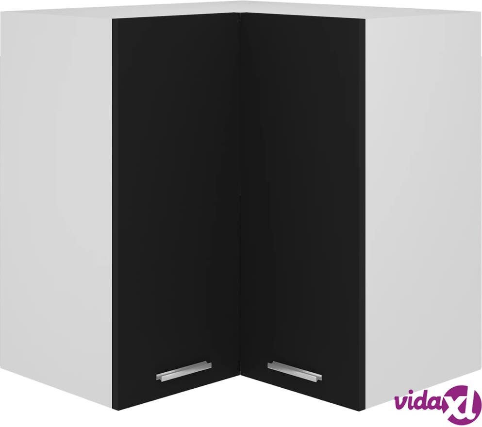 vidaXL Hanging Corner Cabinet Black 57x57x60 cm Chipboard