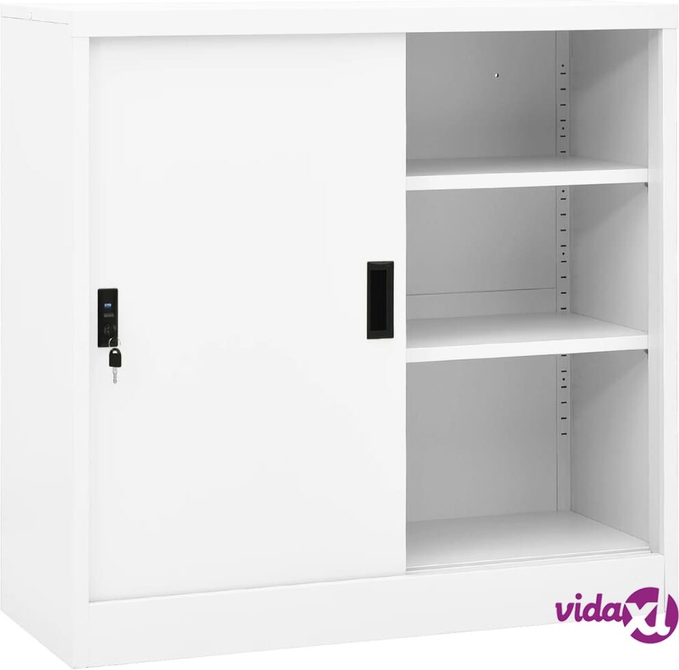 vidaXL Office Cabinet with Sliding Door White 90x40x90 cm Steel